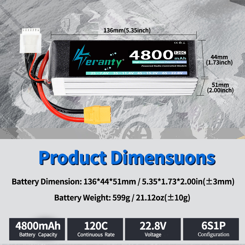 Bateria Lipo TERANTY 6S 4800mA - Drone Battery Connector avaliação e preço